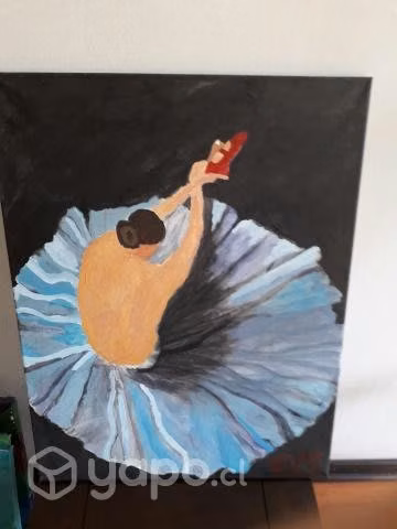 Pintura bailarina vestido celeste