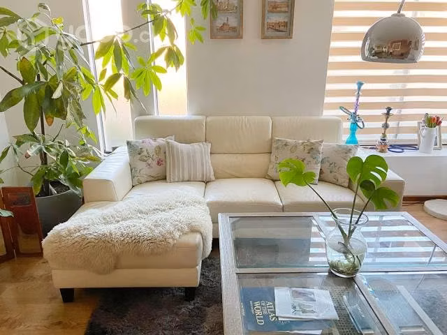 Sofá modular de cuero blanco