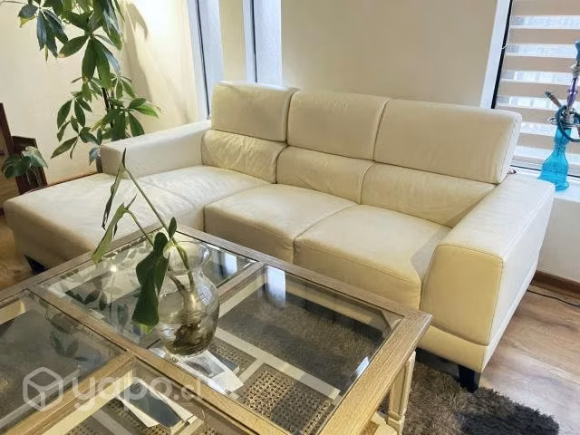 Sofá modular de cuero blanco