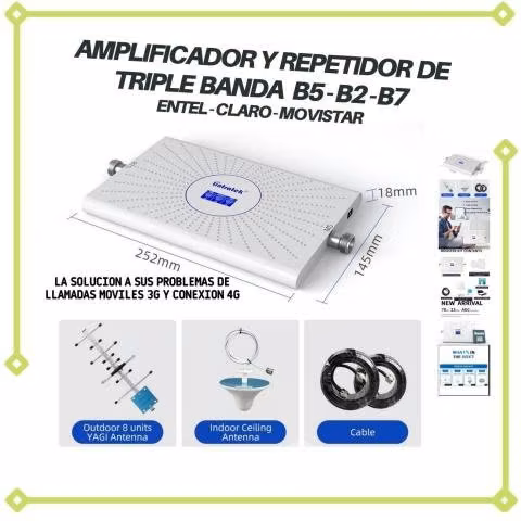 Repetidor y Amplificador Celular 3 Bandas 3G y 4G