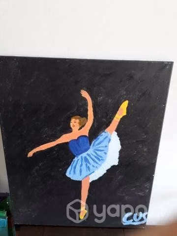 Pintura bailarina vestido azul - Imagen 2