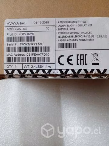 Telefono AVAYA IP Modelo 1603-1 Nuevo, sin uso