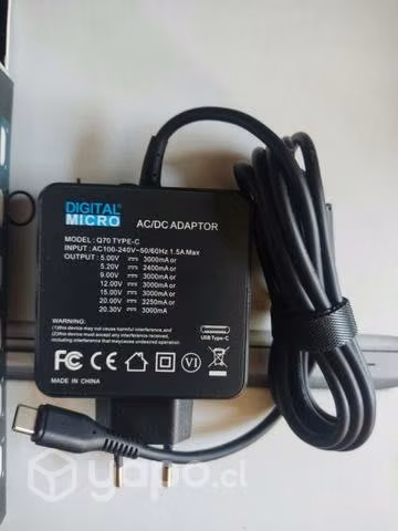 Cargador tipo C para Notebook 65w nuevo