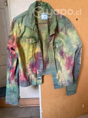 Chaqueta corta tie dye mezclilla verde l/xl
