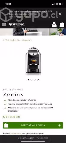 Cafetera profesional Nespresso Zenius Professional
