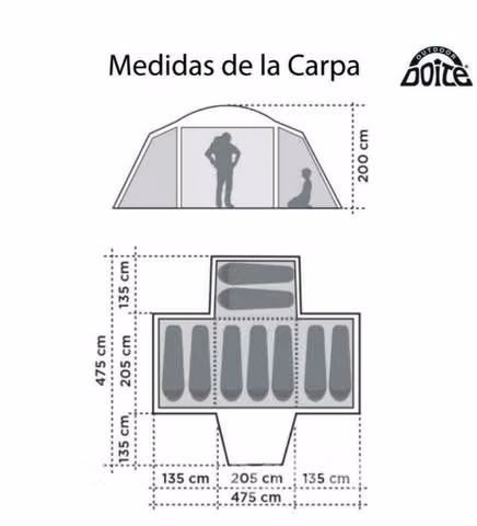 Carpa DOITE 9 personas 4 ambientes 1 uso