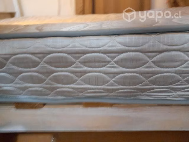cama de 2 plazas de madera, + colchon