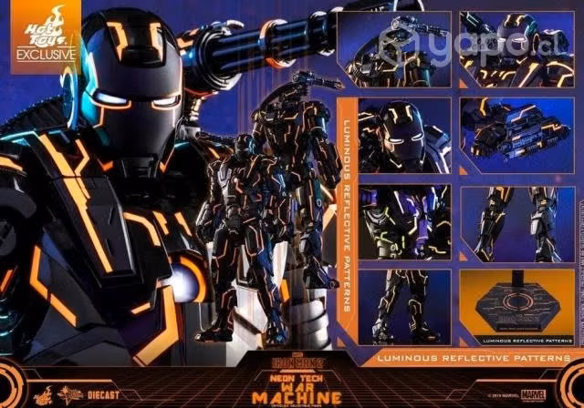 Hot toys war machine die cast neon tech