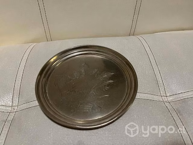 Plato Decoracion Antiguo Bañado en Plata - Imagen 4