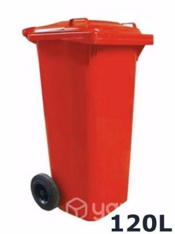 Basurero Plástico Rojo 120L 2 Ruedas y Pedal Later