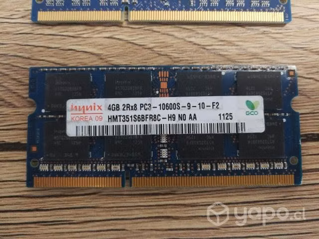 Memoria ram notebook 4 GB 2rx8 PC3 10600S hynix