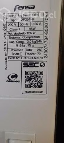 Refrigerador fensa no frost tx55