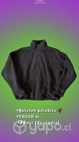 Poleron negro peludito