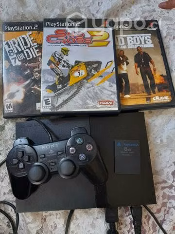 Play station 2 + juegos + 1 control + memory card