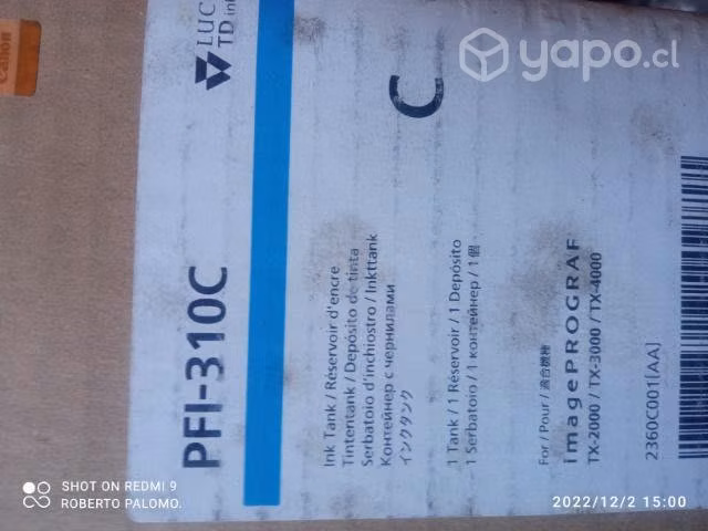Tinta canon pfi 310c cyan original de 330ml