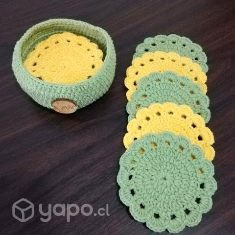 Posa vasos tejidos a crochet