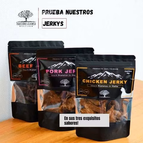 Jerky de vacuno, pollo y cerdo ahumado