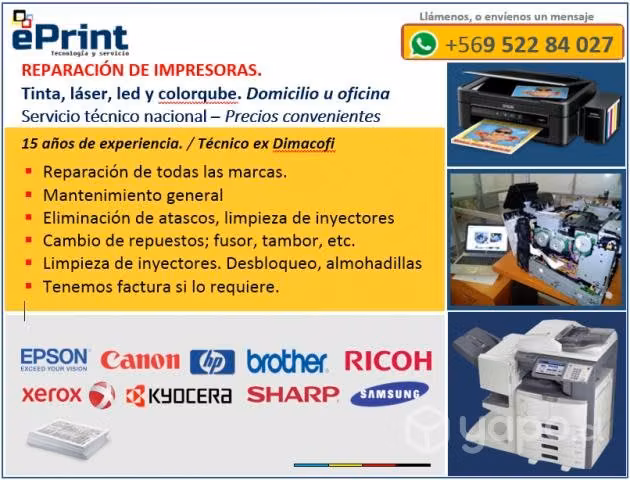 Reparación de impresoras. A domicilio u oficina