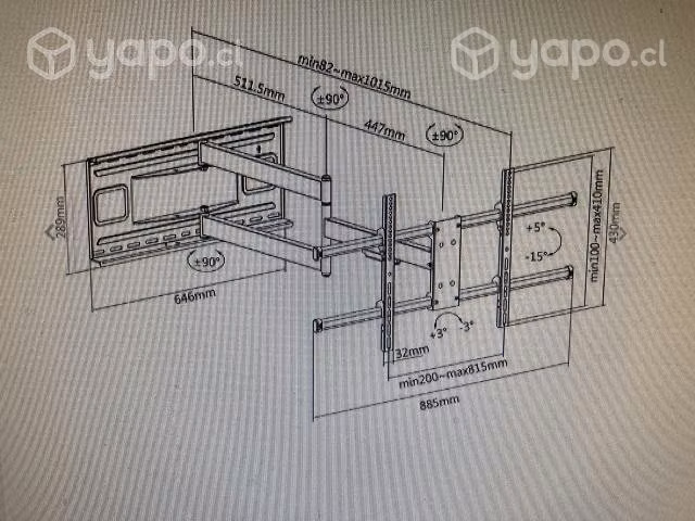 Soporte TV brazo extra largo 1 metro 43" a 80"