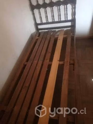 Cama de 1 plaza, de madera, algarrrobo