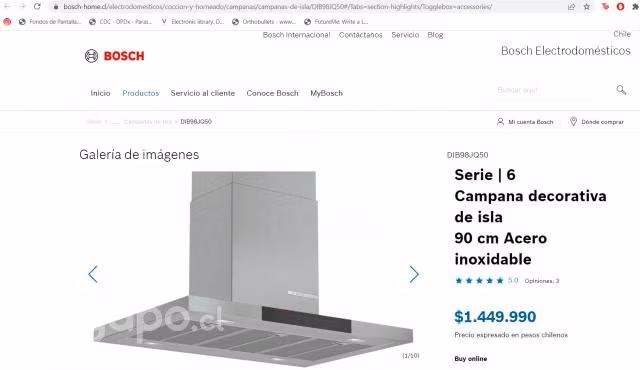 Campana isla BOSCH 90 cm Acero inoxidable DIB98JQ5