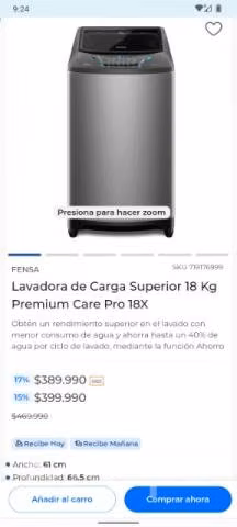 Lavadora Fensa de 18kg