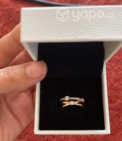 Anillo banda triple con oro rosa de 14k