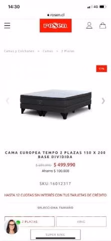 Cama 2Plazas rosen
