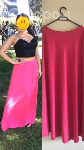 Falda larga fucsia