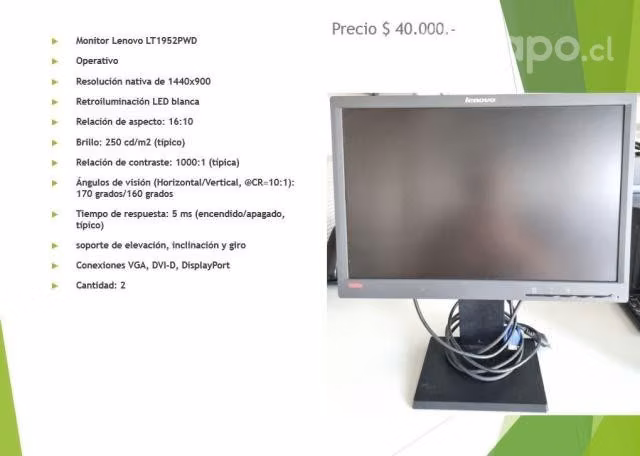 Monitor lenovo lt1952pwd