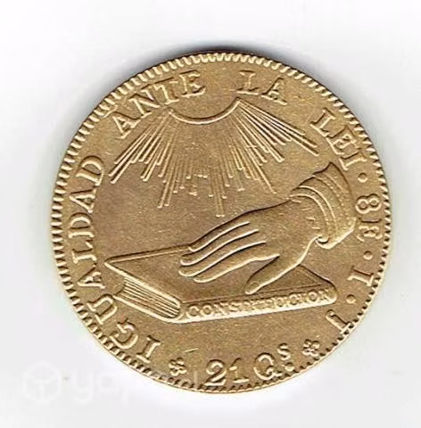 Moneda De Chile 8 E 1837, Enchapada En Oro. (repro