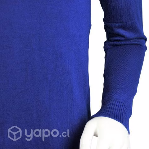Sweater Azul New Hilo Fino Cuello Alto M-L-XL-XXL