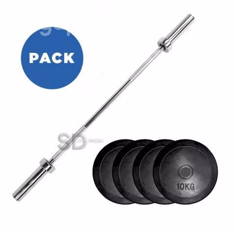 barra semi olímpica más discos