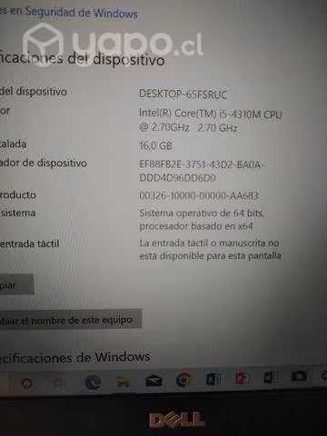 excelente notebook dell core i5 con 16 gb d