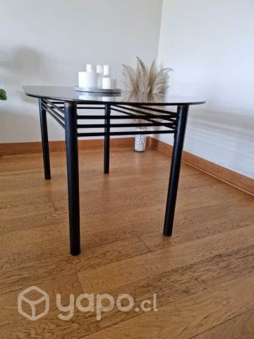 Juego Comedor de Vidrio y Acero Negro - Imagen 3