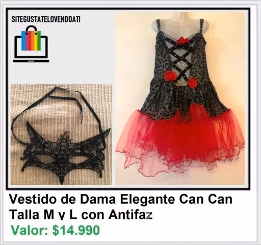 Vestido Dama Sexy Can Can con Antifaz