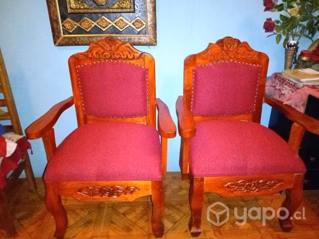Sillones color rojo,madera