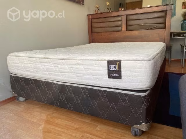 Cama de dos plazas- colchón- respaldó