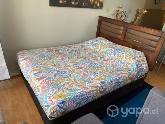 Cama de dos plazas- colchón- respaldó
