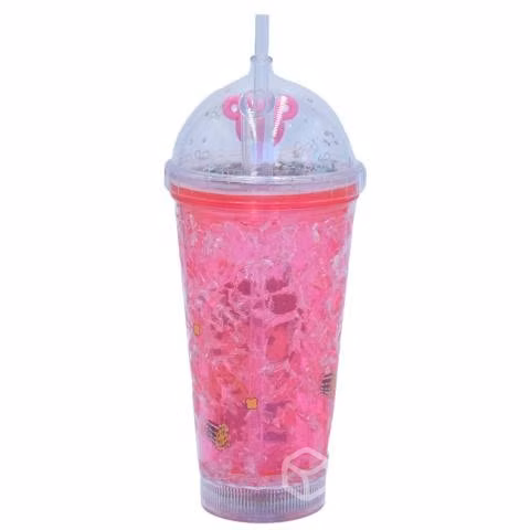 Vaso Rosa Con Luz Multicolor Monito Rosado GDCHILE