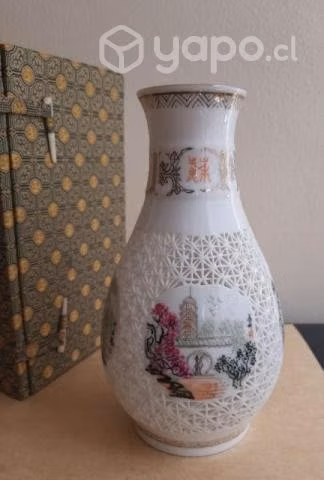 Jarron de porcelana encaje reticulado