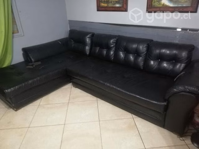 Mueble semi cuero en forma de L - Imagen 2