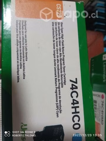 Toner Lexmark 74c4hc0 cyan original de alta y colo