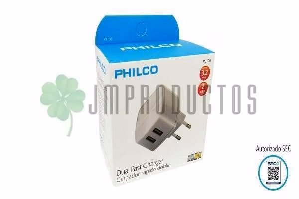 Cargador Philco Doble Usb Carga Rapida Certificado - Imagen 2