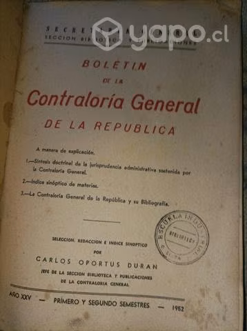 Boletín contraloría gral.de la Rep. 1952