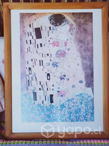 Cuadro El beso de Klimt, marco pino Oregon - Imagen 2