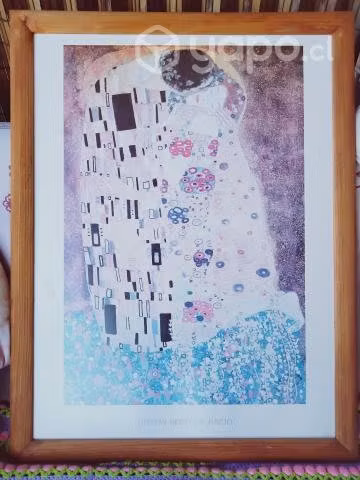 Cuadro El beso de Klimt, marco pino Oregon