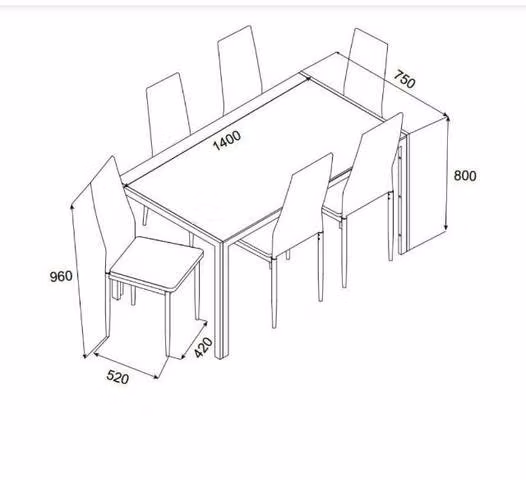 Moderno juego de comedor Black 6 sillas Nuevo - Imagen 2