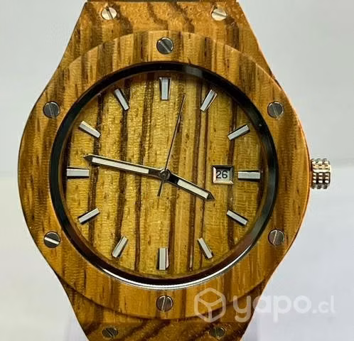Reloj hombre base de madera grabado láser