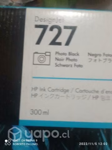 Tinta hp 727 photo black original de 300ml